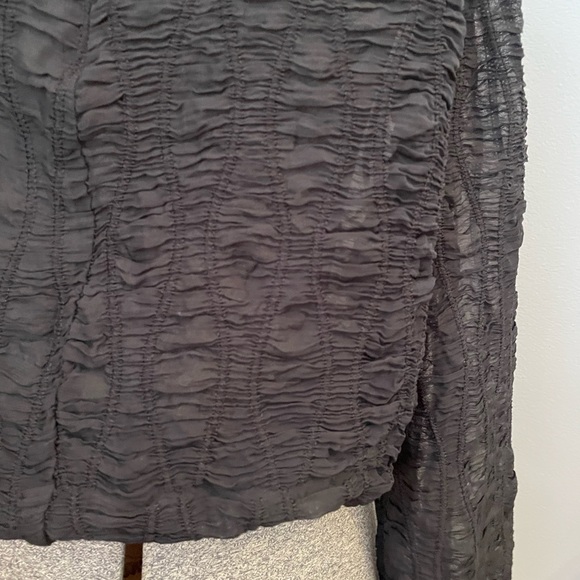 LaLavon Semi Shear Textured Ruched Elastic Waist  Feminine Blouse  Sz Medium - Picture 5 of 15